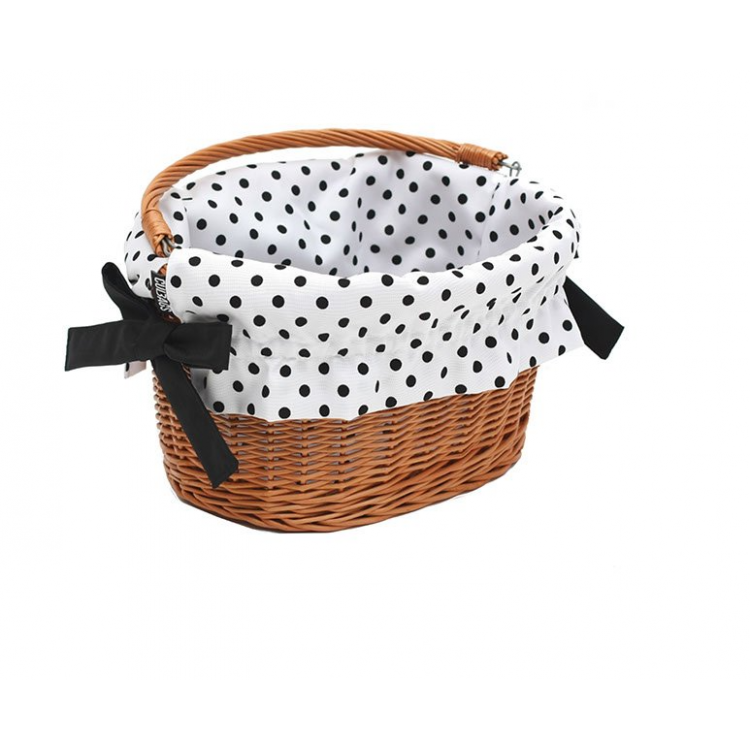 Vložka do košíka biela s čiernymi bodkami a stužkami